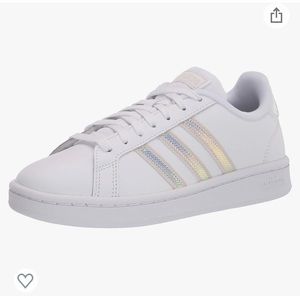 Adidas Women’s Grand Court Sneaker with iridescent stripes. Worn only twice!
